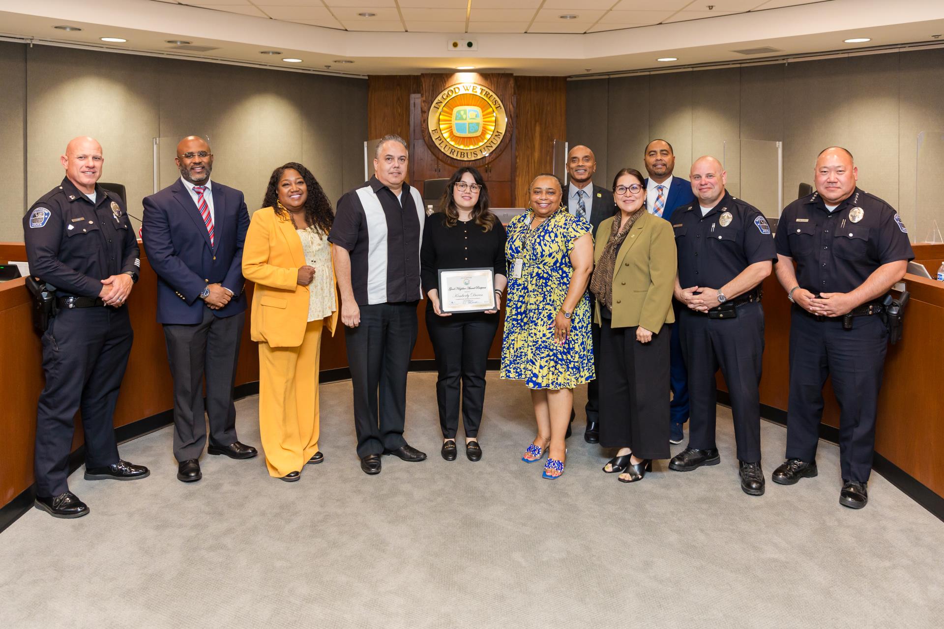 Council with Kimberly Duran as the Good Neighbor Award Presentation