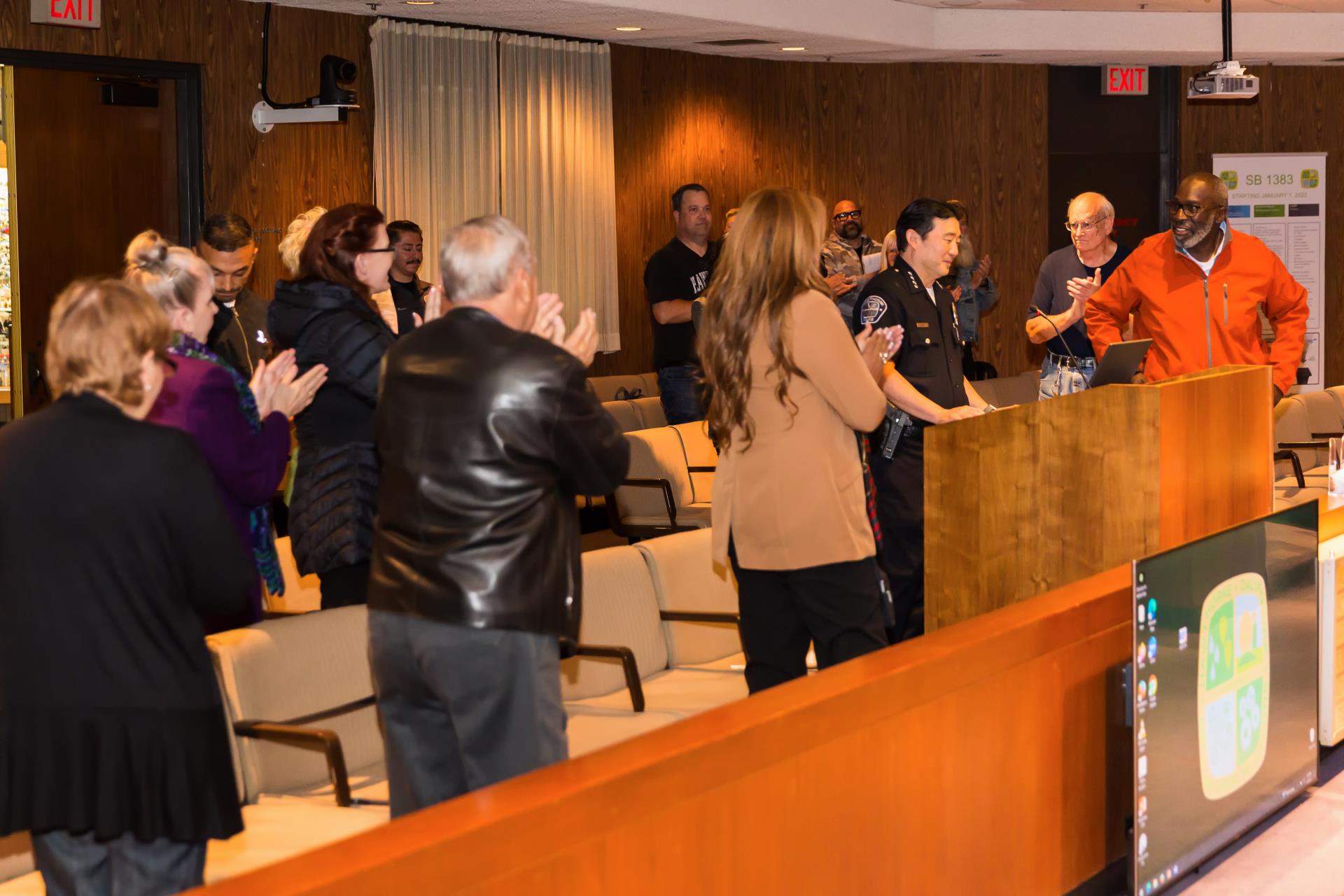 Chief Mike Ishii receiving standing ovation