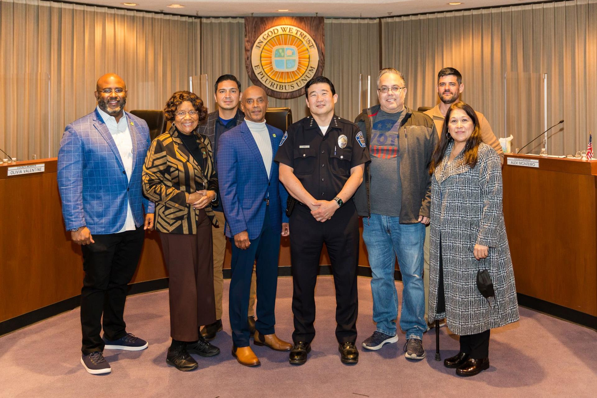 Chief Mike Ishii with councilmembers