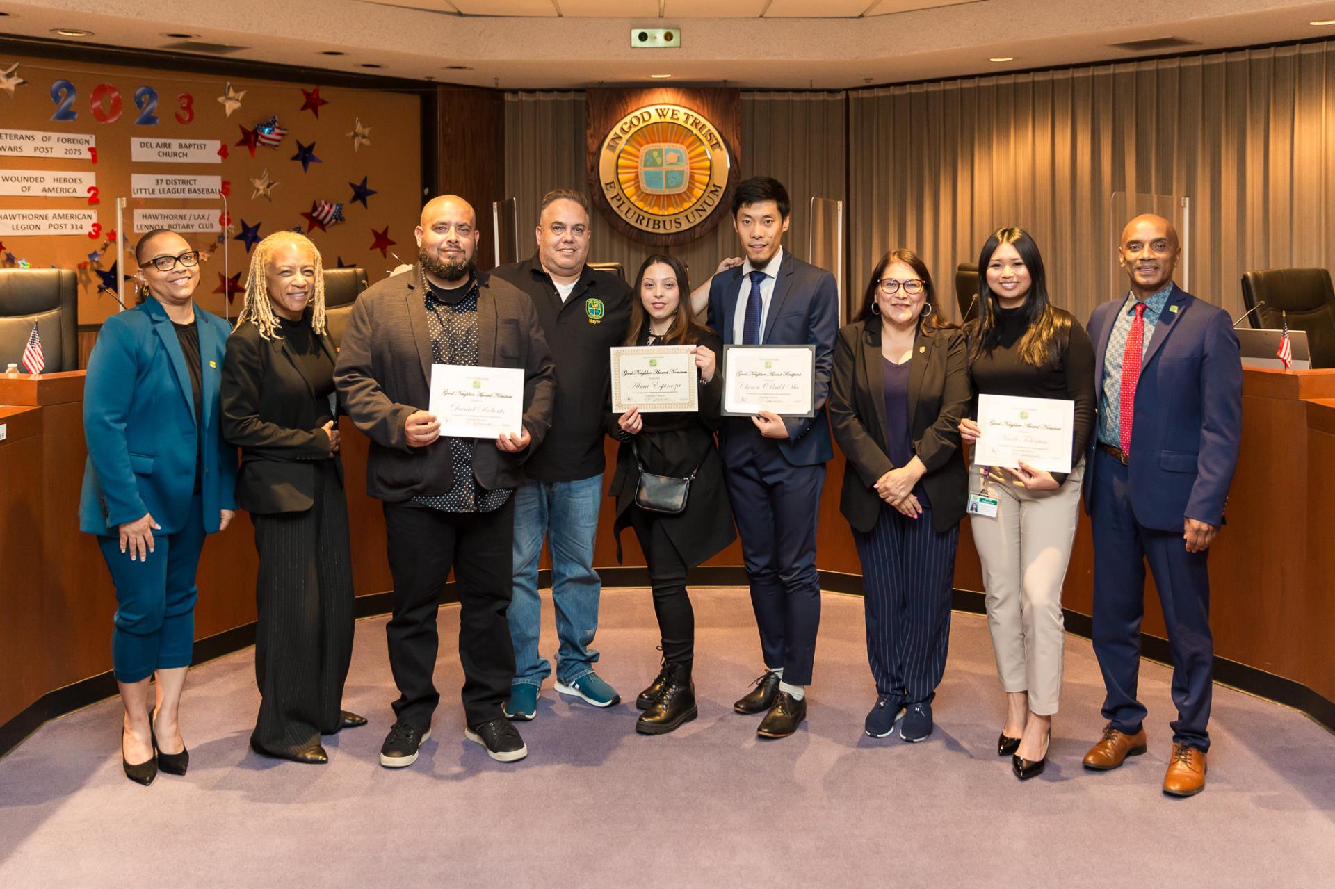 April Good Neighbor Award - Paul Wu and Nominees with Council members